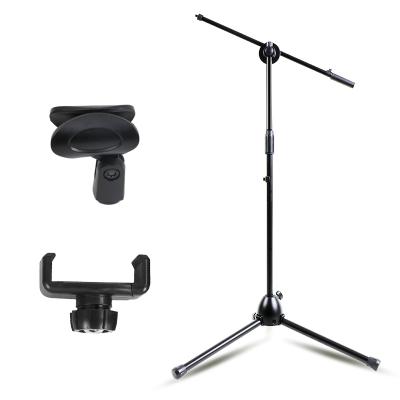 China Hot Selling Two Clips Adjustable Metal Tripod Microphone Stand Steel Stand for sale