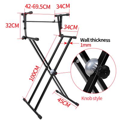 China Double-X Heavy Duty Adjustable Folding 2 Tiers Double-X Digital Music Piano Keyboard Stand with 2tiers for sale