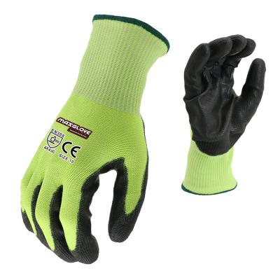 China EN388 Poly-cut Level 5 Cut Resistant PU Safety Gloves for sale