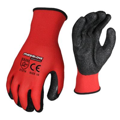 China Flexible Construction Work Gloves Crinkle Coated Latex Safety Gloves for sale