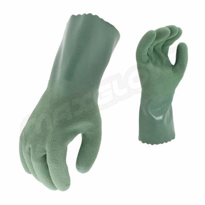 China Flexible Latex Sandy Finish Coating Long Sleeves Waterproof Anti-Lip Work Gloves for sale