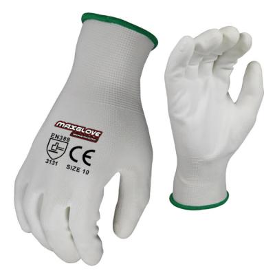 China Flexible White Dexterity PU Working Gloves for sale