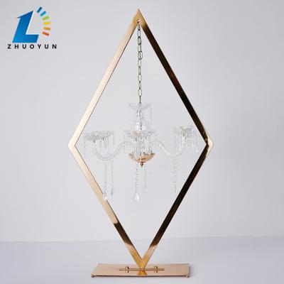 China Weddings Wedding Decoration Supplier Gold Candlestick Candelabra Electroplating Acrylic Centerpieces for sale