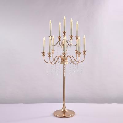 China Weddings 1pm Events Centerpieces Luxury Gold Candle Holder Tall Glass Wedding Candlesticks for sale