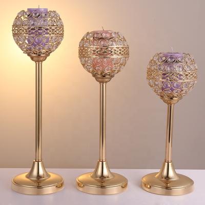 China Weddings New Arrival Cube Shaped Metal And Crystal Candle Holder , Metal Plated Candlestick Candle Holder for sale