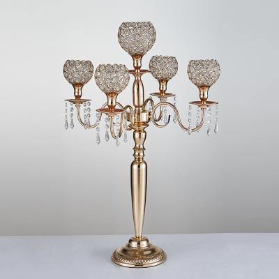 China Weddings 5 ​​Arm Crystal Tall Candle Holders Votive Volume For Weddings for sale