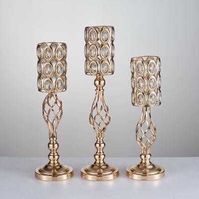 China Wedding Centerpieces Gold Crystal Vases Flower To Wedding Decoration for sale