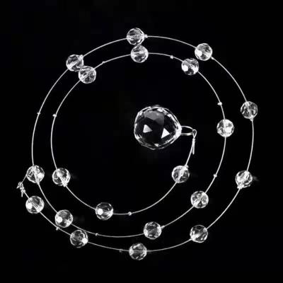 China Wedding Crystal Bead Wedding Curtain 1 Meter Long Bead Wedding Hall Ceiling Positioning Decoration for sale