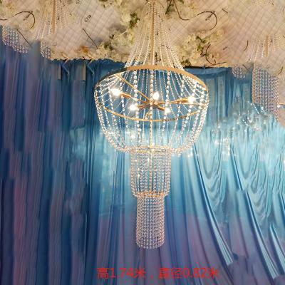 China Wedding Party Decoration Wedding Stage Decoration Props Four Layers Of Pearl Crystal Chandelier for sale