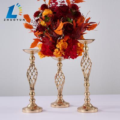 China Zhuoyun Handmade Gold Iron Metal Vase For Party Wedding Decoration Table Centerpiece for sale