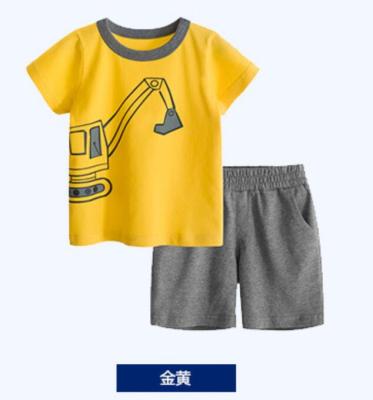 China Wholesale OEM Breathable Short Sleeve Round Neck Print Cartoon Summer Toddler Boys Pajamas Clothes Sets for sale