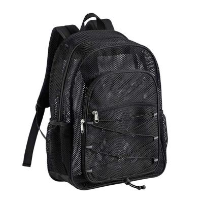 China With Custom USB Beach Swimming Outdoor Sports Increasing Travel Bag Mesh Backpack See Through College Student Backpack for sale