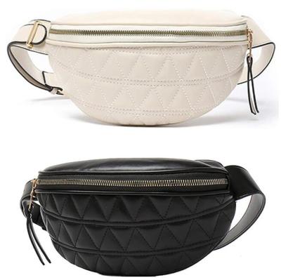 China Water Proof Pussy Pack Waterproof Women Waist Bag Black Quilted PU Leather Pussy Pack for sale