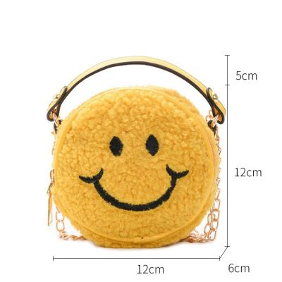 China Hot Sale Fashion Kids Smile Face Plush Kids Shoulder Bag Girl Cross - Body Bags Novelty Bags For Girls for sale