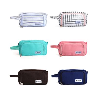 China Wholesale-China-made style school bag Korean style pencil case large capacity pen pocket students canvas pencil bag for sale