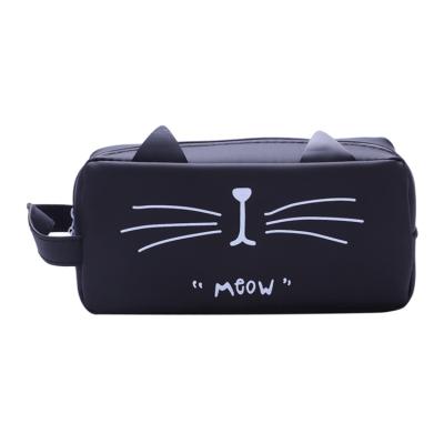 China Wholesale OEM &ODM PU School Pencil Case Cute Soft Cute Cat Cartoon Pen Pouch School Pencil Bag With Handle for sale