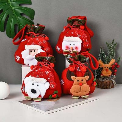 China Recyclable Christmas Hotselling Candy Bag Christmas Decoration Drawstring Christmas Gift Bags for sale