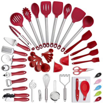 China Professional Manufacture Sustainable 42 Piece Stainless Steel Kitchen Nylon Cookware Sets Spatula Cooking Gadgets for sale