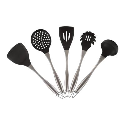 China Viable New Product 5 Pieces Handle Silicone Stainless Steel Cooking Tools Dinner War Kitchen Utensil Cookware Sets for sale