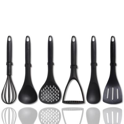 China Household Stocked 6 Piece Factory Price Black Nylon Cooking Tools Kitchen Utensils Set With Good Packing for sale