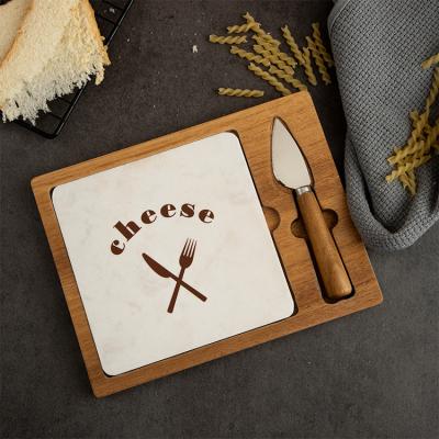 China Customized Multi Viable With Wooden Cheese Marble And Slate Picnic Kitchen Cutlery Cutting Board And Knife Gift Set for sale