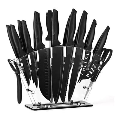 China Durable Everrich Pad Butcher Classic Utility Cuchillos Chef Stainless Steel Kitchen Knife Set With Acrylic Holder for sale