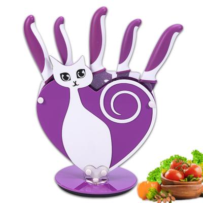 China Viable Factory Price 6pcs/set Non Stick Coating Kitchen Knife Set With Unique Design Acrylic Wholesale Knife Set for sale