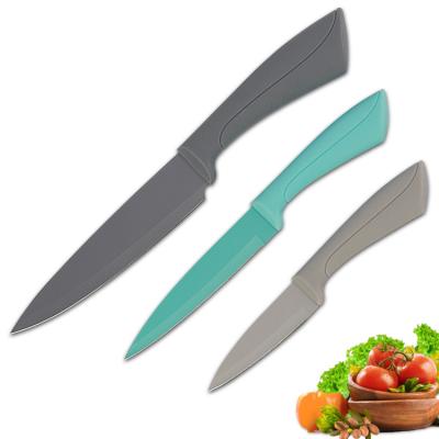 China Sustainable Kitchen Tools And Utensils Compact Three Piece Promotion Non-Stick Coated Kitchen Knife Set Plastic Handle for sale