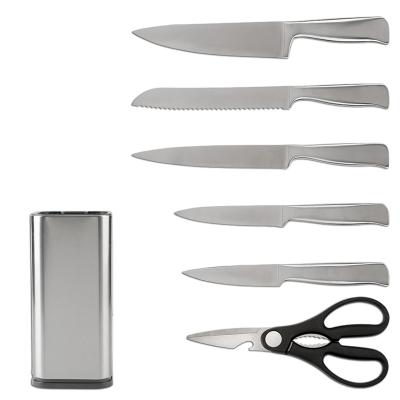 China Sustainable High Carbon Custom Logo Stainless Steel Kitchen Knife Set With Block Knife&Scissor Holder Stainless Steel Saver Storage for sale