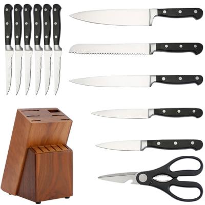 China Sustainable Stainless Steel Family Custom Kitchen Knife Set For Chef Super Carving Cooking Knives Sharp With Wooden Knife Holder for sale