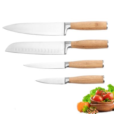 China Viable Premium Quality Bamboo Handle Classic Knife Precision Kitchen Knife Stainless Steel Kitchen Knife Serving Set for sale