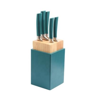 China 6Pcs Sustainable High Quality Stainless Steel Knife Set With Wooden Block for sale