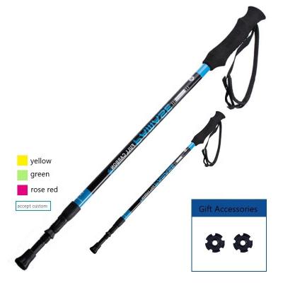 China Walking Hiking Outdoor Camping Vacation Trekking Mountaineering Lightweight Retractable Carbon Fender Skiing Portable Skiing Hiking Sports Walking Stick for sale