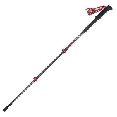 China Walk Increasing 3 Section Aluminum Alloy Ski Telescopic Walk Rise Lock Mountaineering Outdoor Camping Vacation Carbon Fiber Alpine Trekking Pole Trekking Poles for sale