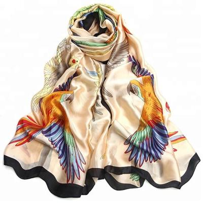 China Large Fashion Silk Scarf Satin Neckerchief Fashion Pattern Wrap Shawl For Women for sale