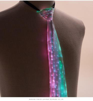 China New Fashionable Stylish Luminous Changeable Colorful Zipper Tie LED Custom Tie For Party Bar for sale