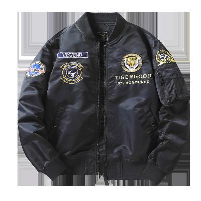 China Custom Hot High Quality Men's Embroidery Pattern Heavy Nylon Fabric Oversized Flight Jacket Windproof Sale Plus Size Bomber Jacket for sale