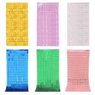 China PET 3ft x 8ft Metallic Tinsel Foil Fringe Curtains for Party Deco for sale