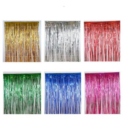 China PET 3ft x 8ft Metallic Tinsel Foil Fringe Curtains for Party Deco for sale