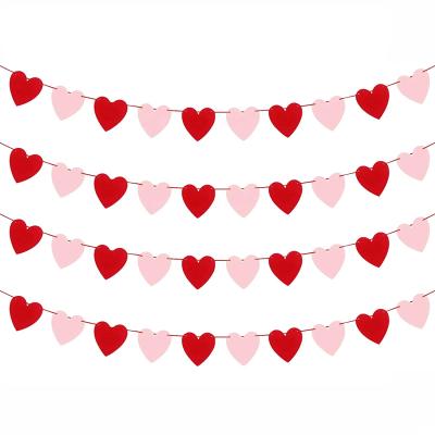 China Valentine's Day Decor Heart Banner Heart Felt Garland SENTIE for Valentines Day Party Supplies Decorations for sale