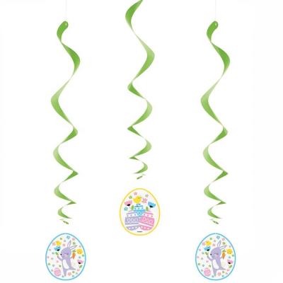 China Hanging Paper+pvc swirl gingham Easter decorations, pack of 3 for sale