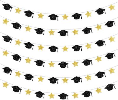 China Graduation Paper Garland Glitter - 10 feet, black and gold graduation party decorations for sale