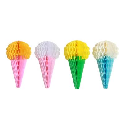 China Tissue Paper Ice Cream Honeycomb Centerpiece for Summer Party Decoration for sale