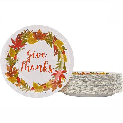 China PAPER Give Thanks Thanksgiving Party Paper Plates (9 inch, 8 pack) for sale