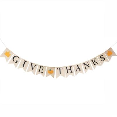 China JUTE Give Thanks| Burlap Banner Thanksgiving Burlap Banner Thanksgiving Party Decorations for sale