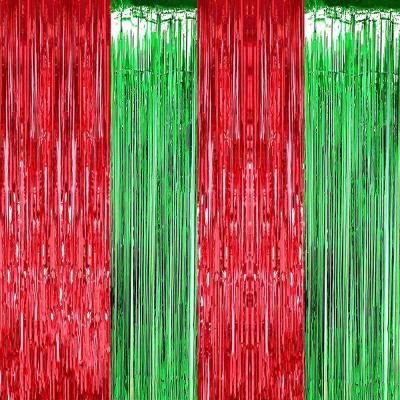 China FOIL 12ft x 8ft Metallic Tinsel Foil Fringe Curtains for Christmas Party Decoration for sale