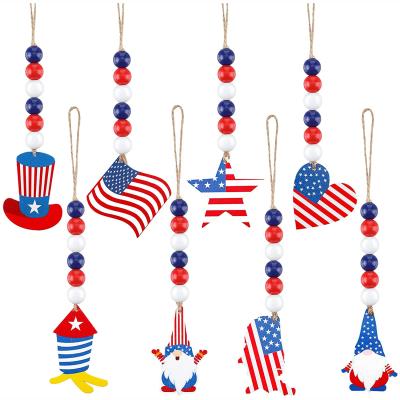 China Wood 8 Piece Wooden Bead Garland National Day Independence Day Decor for sale