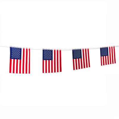 China 50Feet Polyester American Flag Banner String, 38pcs USA Pennant Flags Banners ForNational Day Decoration for sale