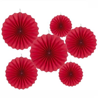 China Red TISSUE PAPER Chinese New Year Paper Fans Hanging Decoration (Red, 6pc) for sale