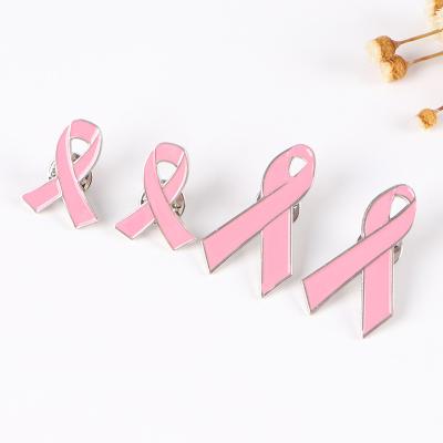 China Custom Pink USA Ribbon Breast Cancer Hard Soft Glaze Lapel Pin Badge for sale